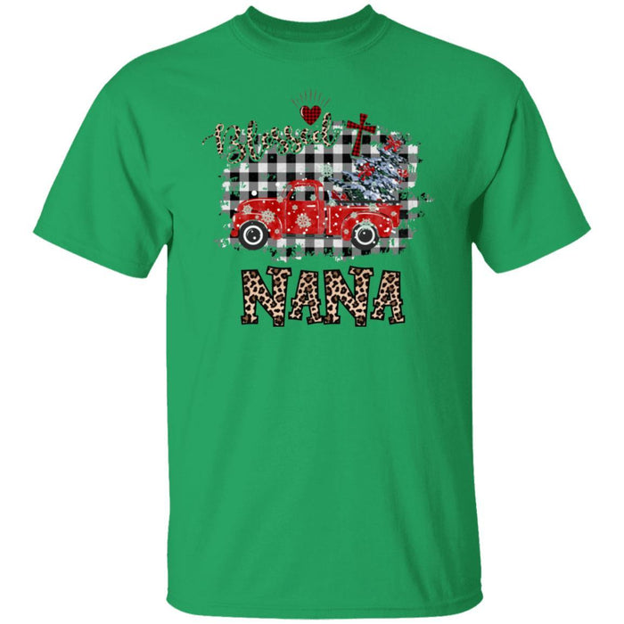 CustomCat Blessed Nana Christmas Truck T-shirt, Christmas Gift Apparel Basic T-Shirt / Irish Green / S