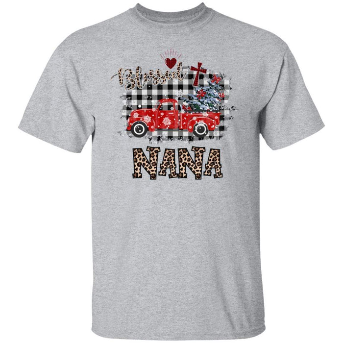 CustomCat Blessed Nana Christmas Truck T-shirt, Christmas Gift Apparel Basic T-Shirt / Sport Grey / S