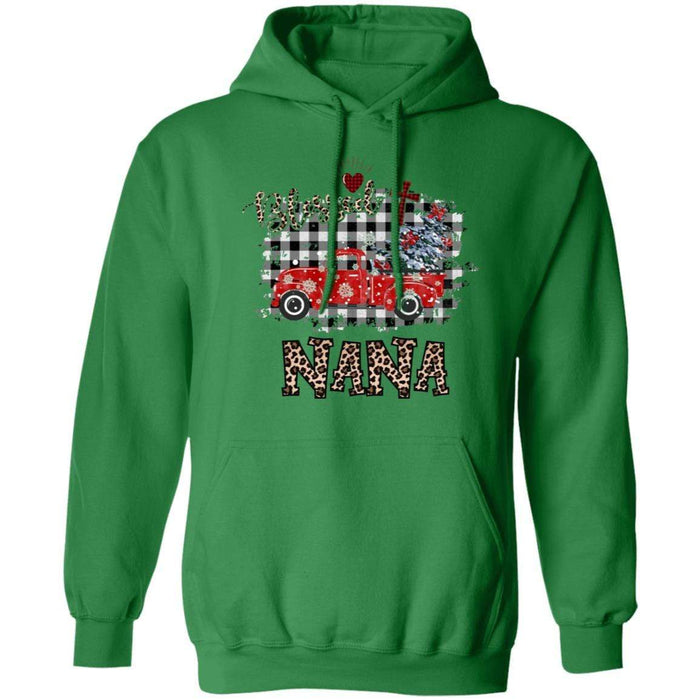 CustomCat Blessed Nana Christmas Truck T-shirt, Christmas Gift Apparel Pullover Hoodie / Irish Green / S