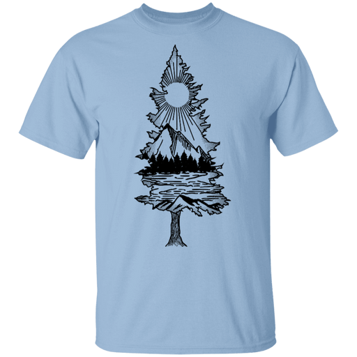 CustomCat Camping Hik Mountain Apparel G500 5.3 oz. T-Shirt / Light Blue / S