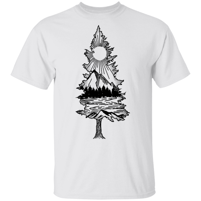 CustomCat Camping Hik Mountain Apparel G500 5.3 oz. T-Shirt / White / S