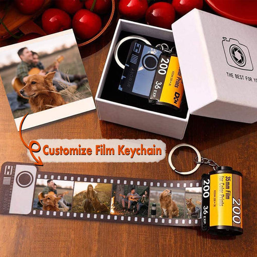 Gosszy Christmas Vintage Dog Custom Film Keychain, Dog Lover Gift, Chirstmas Gift Film Keychain Free Paper box / 5 Photo
