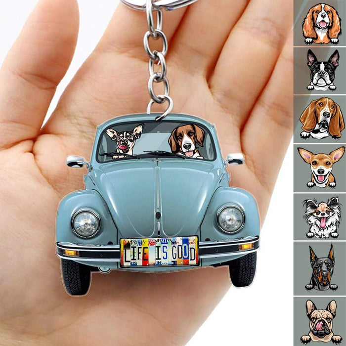 Gosszy Classic Car Dog Breeds Custom Acrylic Keychain, Dog Lover Gift, For Campers Keychain Keychain Acrylic 50mm x 50mm / 1 Piece