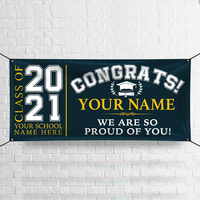 Gosszy Congrats Class of 2021 Banner Combo 3 Pieces, Graduation Day, Senior Gift Banner 1 piece 52 x24 inch