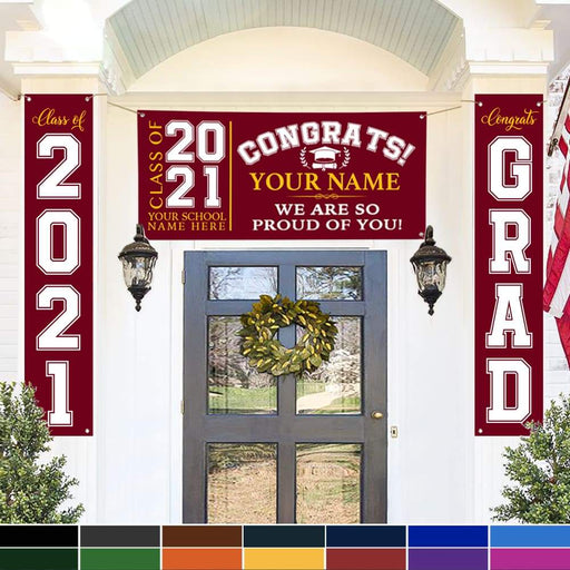 Gosszy Congrats Class of 2021 Banner Combo 3 Pieces, Graduation Day, Senior Gift Banner Combo 3 pieces