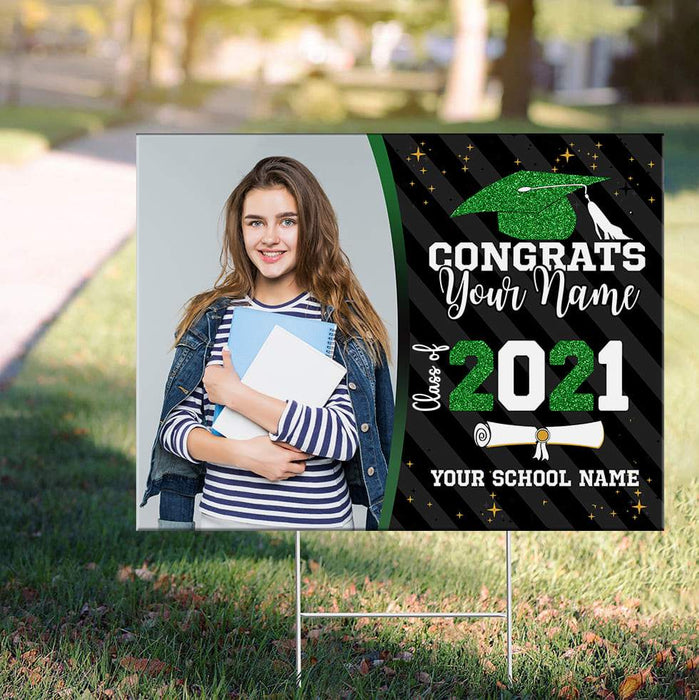 Gosszy Congrats Class of 2021 Custom Image Yard Sign - Graduation Day, Senior Gift Yard Sign 1 piece