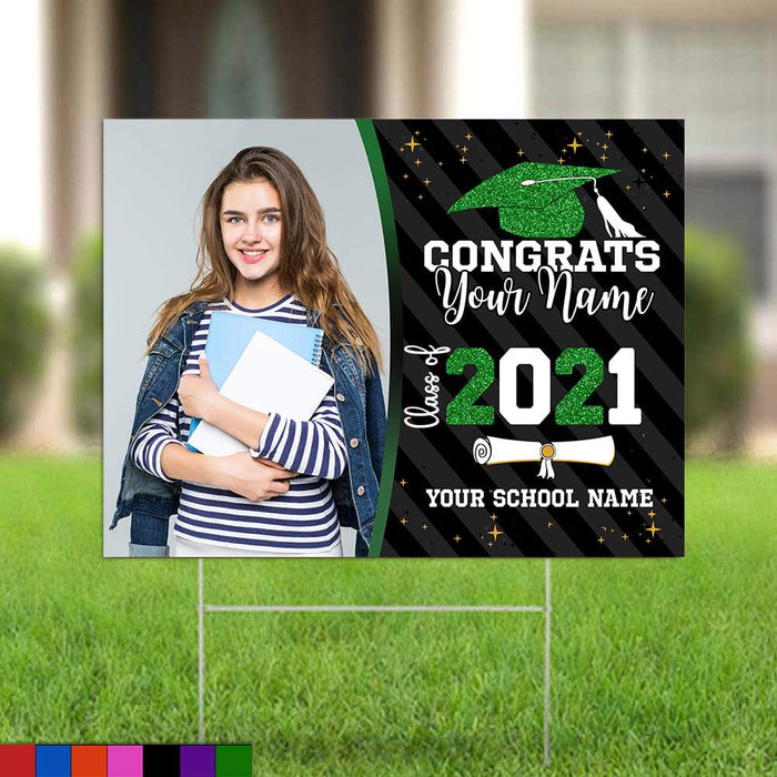 Gosszy Congrats Class of 2021 Custom Image Yard Sign - Graduation Day, Senior Gift Yard Sign