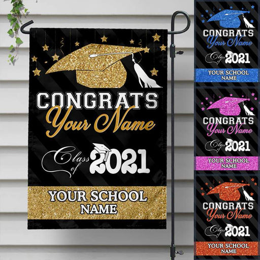 Gosszy Congrats Class of 2021 Garden Flag, Graduation Gift, Senior Gift Garden Flag Without flagpole