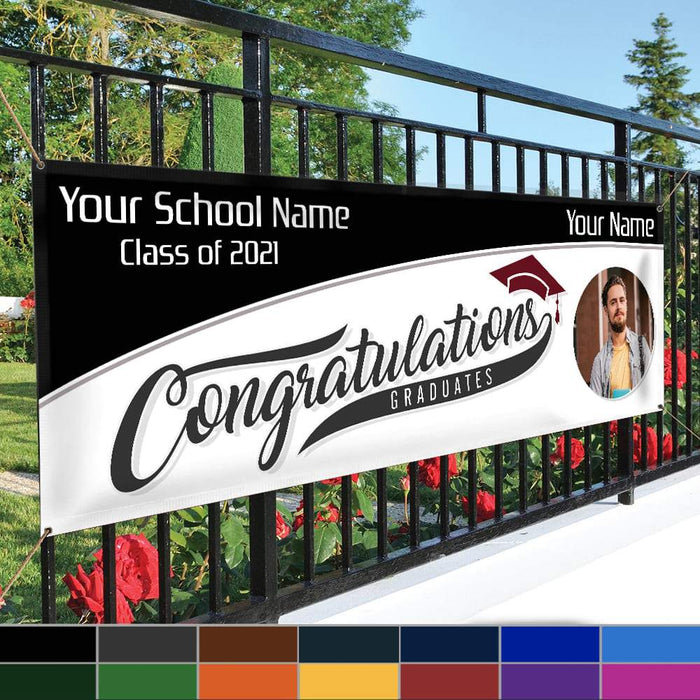 Gosszy Congratulation Graduates Class of 2021 Custom Image banner, Graduation Gift Banner