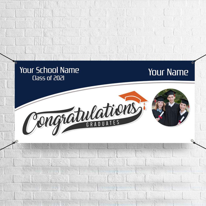 Gosszy Congratulation Graduates Class of 2021 Custom Image banner, Graduation Gift Banner 39x18 inch