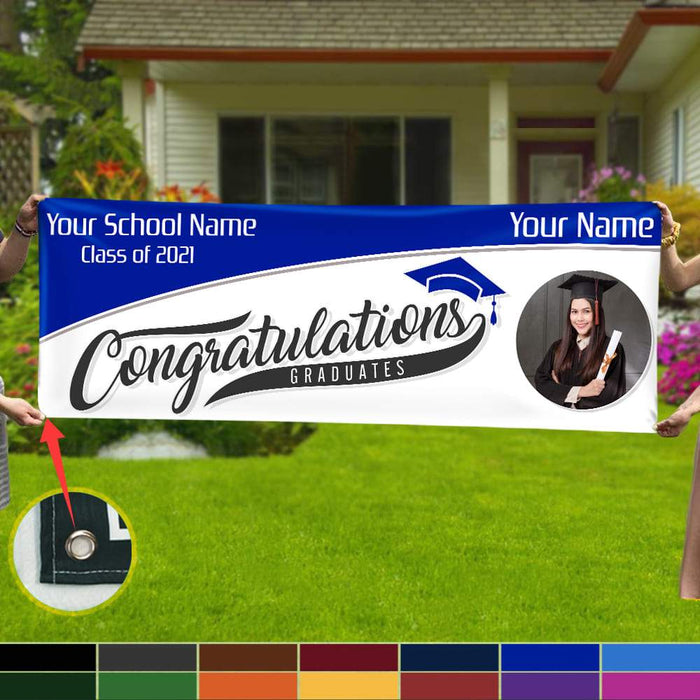 Gosszy Congratulation Graduates Class of 2021 Custom Image banner, Graduation Gift Banner 60 x 20 inch