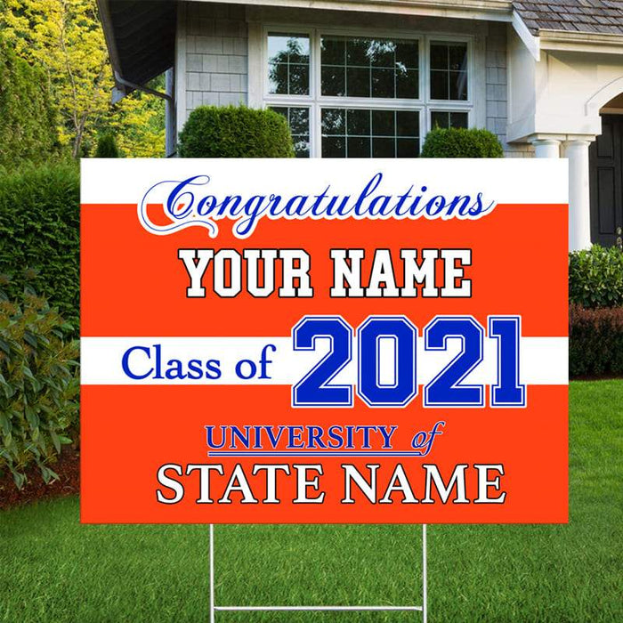 Gosszy Congratulation University of State Yard sign - Made in USA (H-Stake Stand Included), Graduaton Day, Senior Gift Yard Sign 1 piece