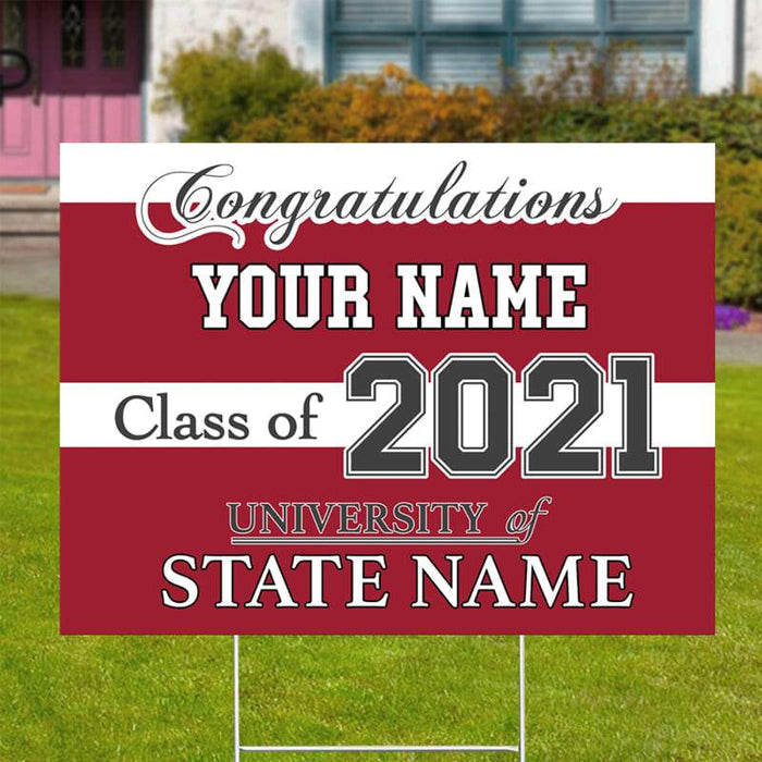 Gosszy Congratulation University of State Yard sign - Made in USA (H-Stake Stand Included), Graduaton Day, Senior Gift Yard Sign