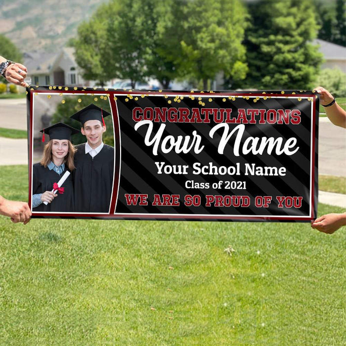 Gosszy Congratulations Class of 2021 Banner With Custom Image, Graduation Day, Senior Gift Banner