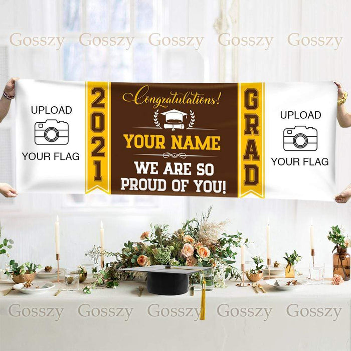 Gosszy Congratulations Grad 2021 Custom Country Banner, Gift Idea Senior Graduation Banner