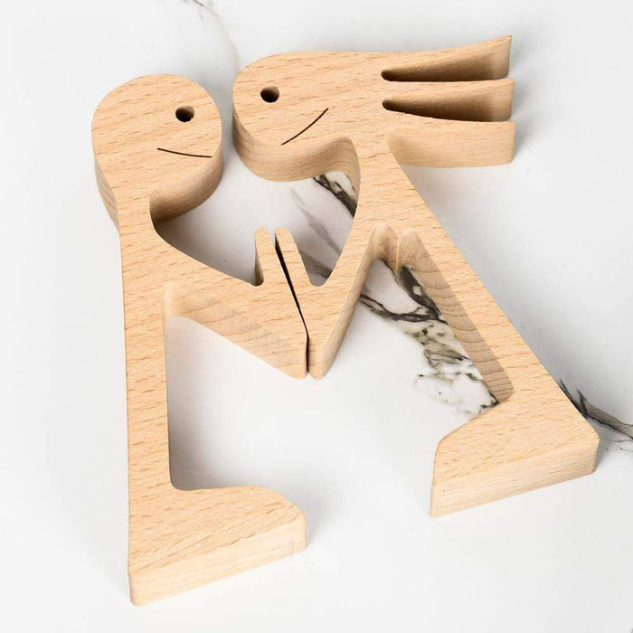 Gosszy Couple Man and Woman Stand Wood Sculpture, Couple Wooden Carving Gifts Home Decor W20 wood sculpture