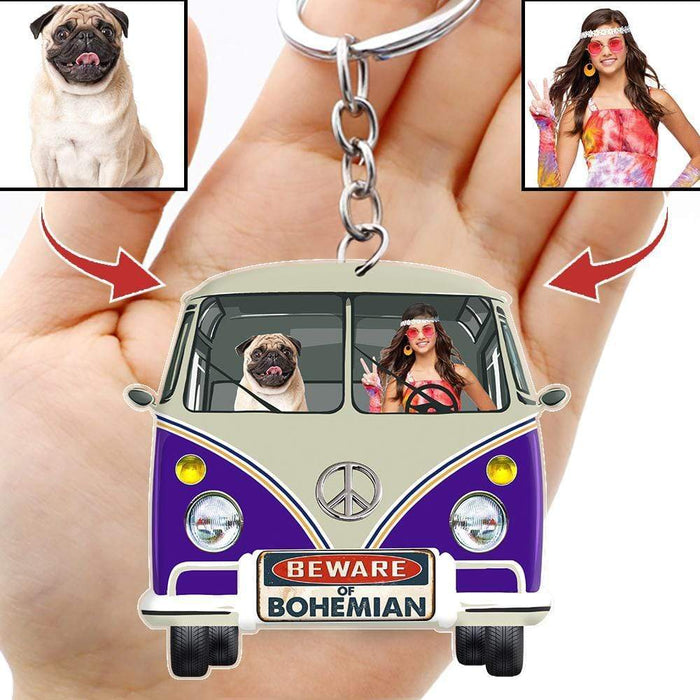 Gosszy Custom Beware License Acrylic Keychain, Dog Lover Gift, Hippie Lover Gift, Double Sided Design Keychain Acrylic