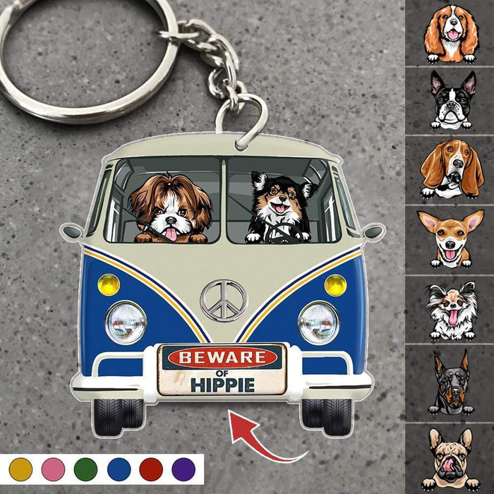 Gosszy Custom Beware License Acrylic Keychain, Dog Lover Gift, Hippie Lover Gift, Double Sided Design Keychain Acrylic 50mm x 50mm / 1 Piece