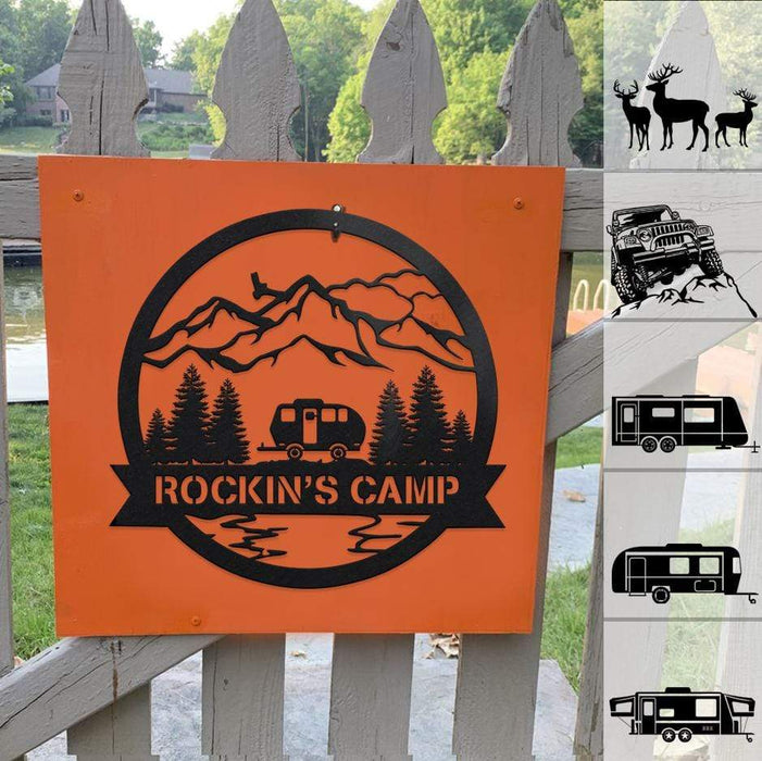 Gosszy Custom Camping Metal Sign, Camping Gift Metal Sign 12" x 12" / Aluminum with Powder-Coated / Round