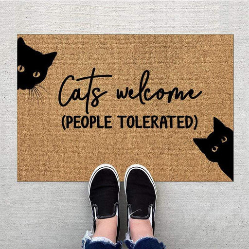 Gosszy Custom Cat Welcome Doormat, Gift Ideas For Cat Lovers, Housewarming Gift Doormat