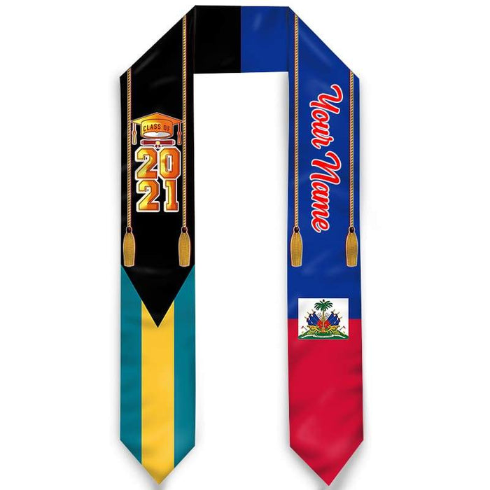 Gosszy Custom Country Flag Class of Stoles/Sash, Graduation Gift, Senior Gift Stoles Triangle 6 Inch x 72 Inch / Silk / Triangle Stoles