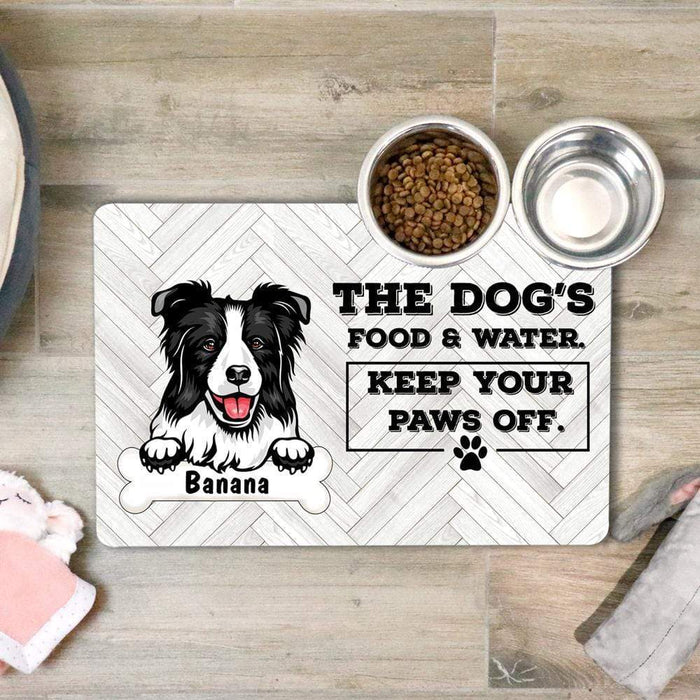 Gosszy Custom Dog Food Placemat with Rubber Anti-slip Pads, Dog Lover Gift Food Mat 10 x 16 Inch / PU Leather + PVC