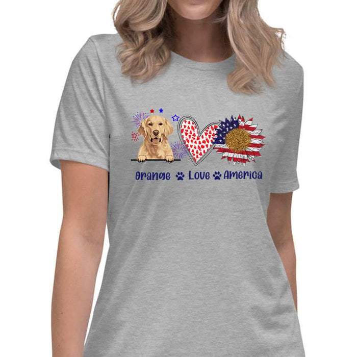 Gosszy Custom Dog Love America T-shirt Independence Day, America Gift, Dog Lover Gift Tshirt