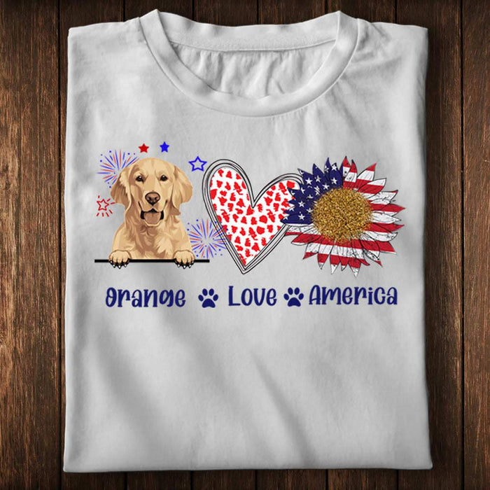 Gosszy Custom Dog Love America T-shirt Independence Day, America Gift, Dog Lover Gift Tshirt