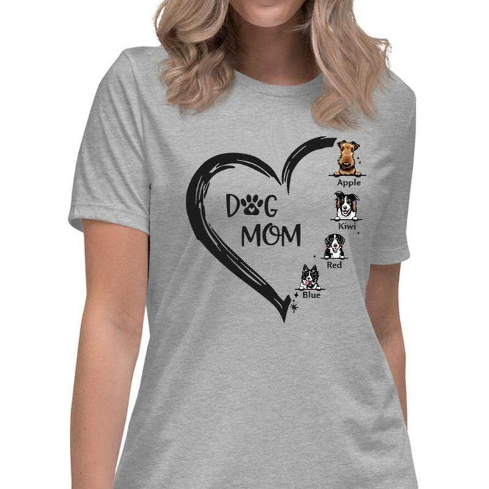 Gosszy Custom Dog Mom T-shirt, Dog Lovers Gift, Gift For Her, Animal Love, Mother day gift Tshirt Basic Tee / White / S