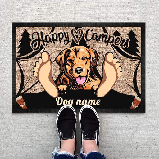 Gosszy Custom Happy Campers Dog Doormat, Dog Lover Gift, Camping Gift Doormat 15x24in-40x60cm