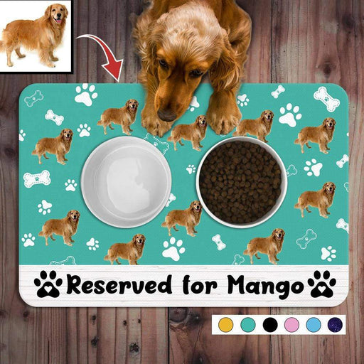 Gosszy Custom Image Pet Food Placemat,Dog Lover Gift,Cat Lover Gift, Waterproof Non Slip PU Leather Bowl Mat Food Mat 10 x 16 Inch / PU Leather + PVC