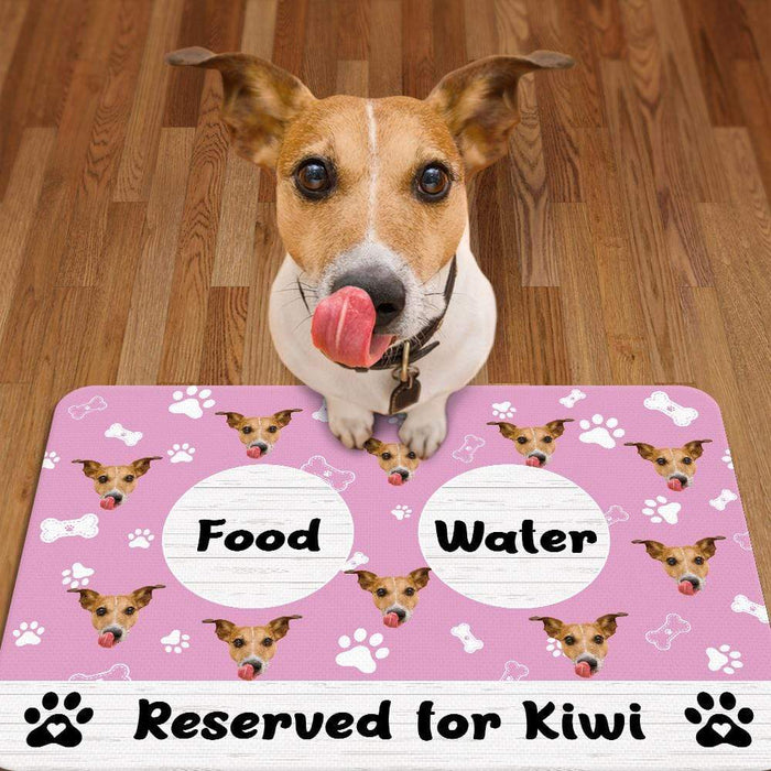 Gosszy Custom Image Pet Food Placemat,Dog Lover Gift,Cat Lover Gift, Waterproof Non Slip PU Leather Bowl Mat Food Mat