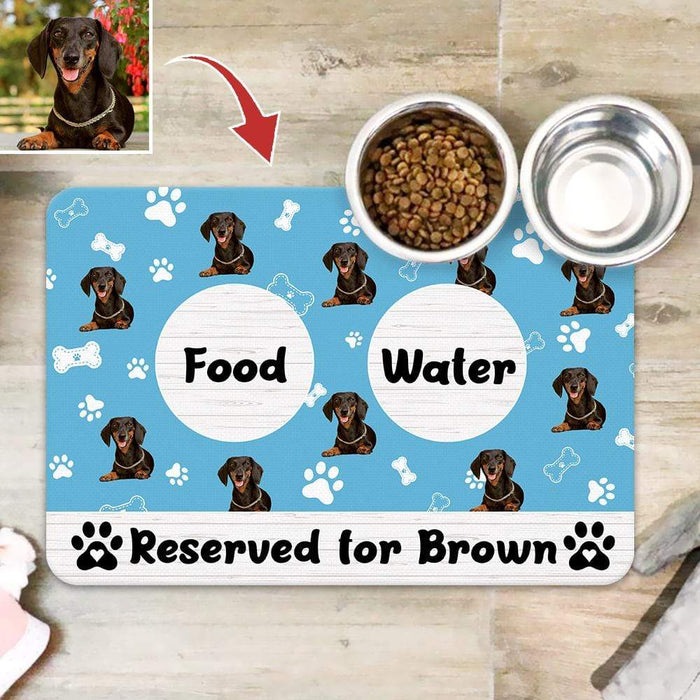 Gosszy Custom Image Pet Food Placemat,Dog Lover Gift,Cat Lover Gift, Waterproof Non Slip PU Leather Bowl Mat Food Mat