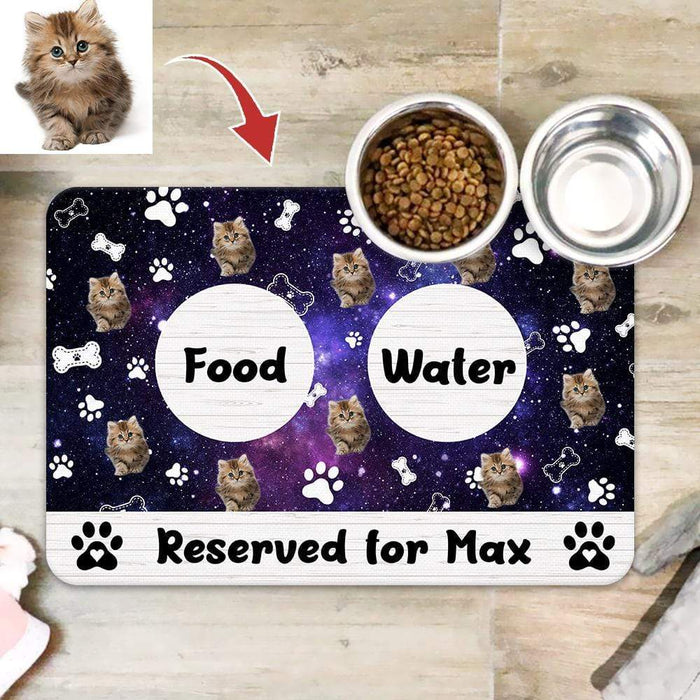 Gosszy Custom Image Pet Food Placemat,Dog Lover Gift,Cat Lover Gift, Waterproof Non Slip PU Leather Bowl Mat Food Mat