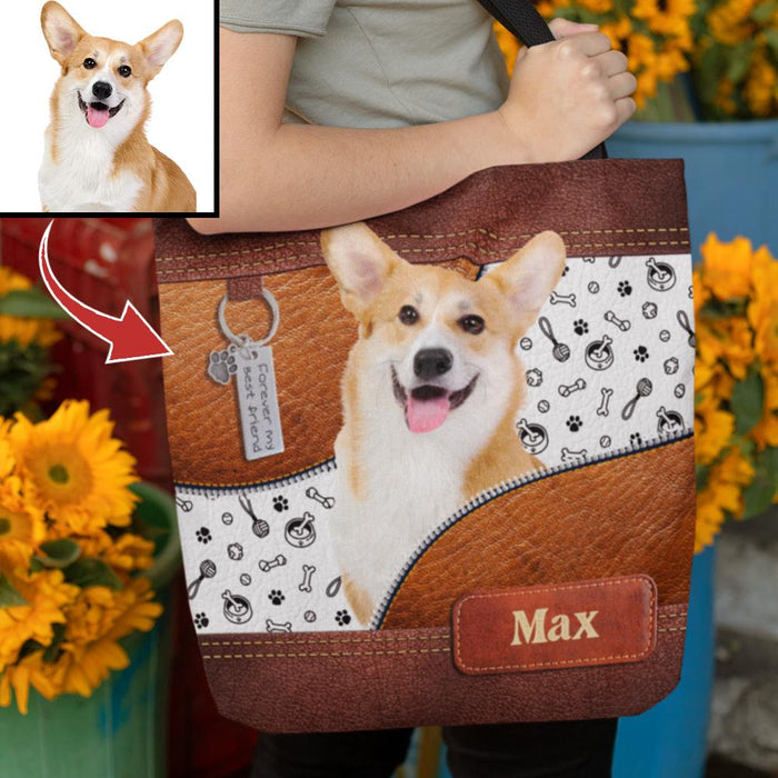 Gosszy Custom Image Zipper Dog Tote Bag, Dog Lover Gift, Zipper Printed Bag Tote Bag 13x13 in