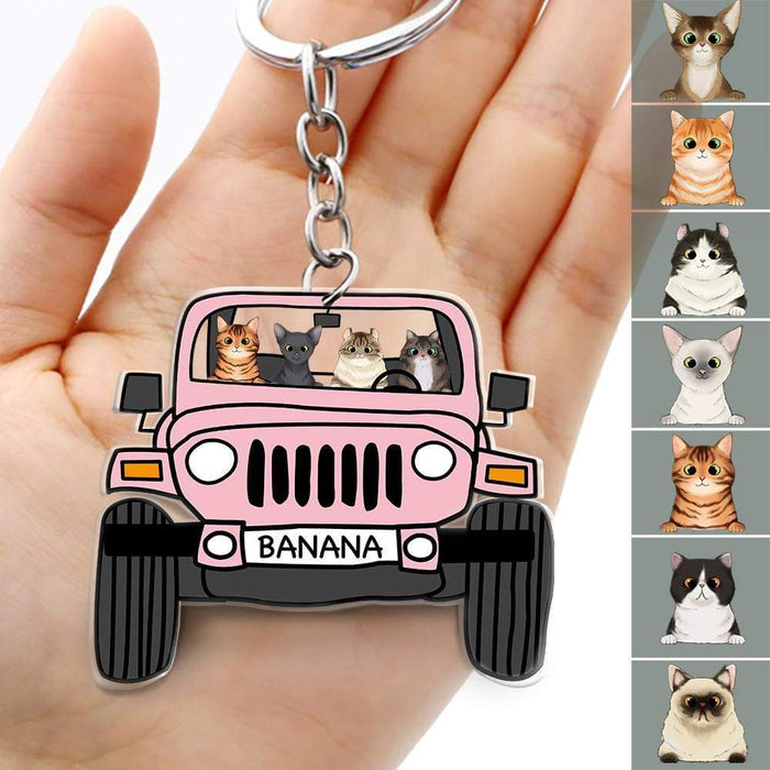 Gosszy Custom JEEP Cat Double Sided Design Acrylic Keychain For Cat Lovers Keychain Acrylic