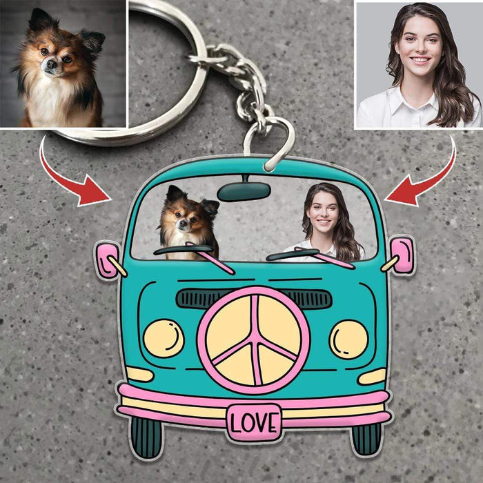 Gosszy Custom License Plate Dog Acrylic Keychain, Dog Lover Gift, Hippie Lover Gift Keychain Acrylic