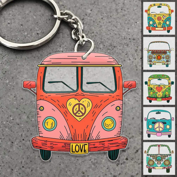 Gosszy Custom License Plate Dog Acrylic Keychain, Dog Lover Gift, Hippie Lover Gift Keychain Acrylic