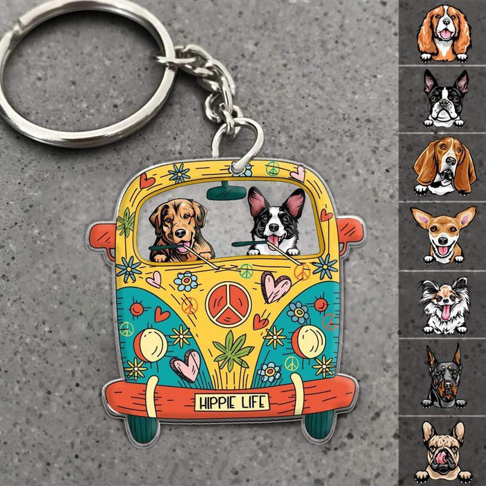 Gosszy Custom License Plate Dog Acrylic Keychain, Dog Lover Gift, Hippie Lover Gift Keychain Acrylic 50mm x 50mm / 1 Piece