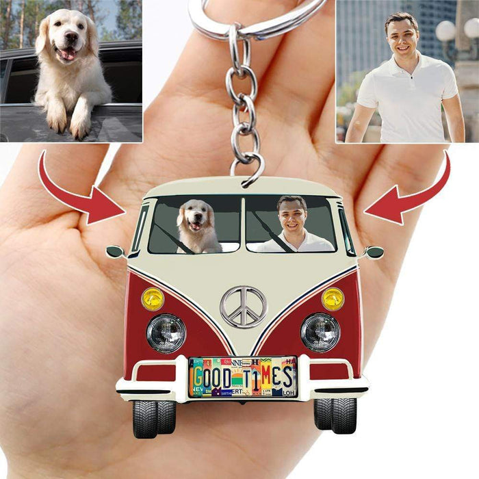 Gosszy Custom License Plate Upload Images Dog Keychain, Gift For Dog Lover, Hippie Lover Gift Keychain Acrylic