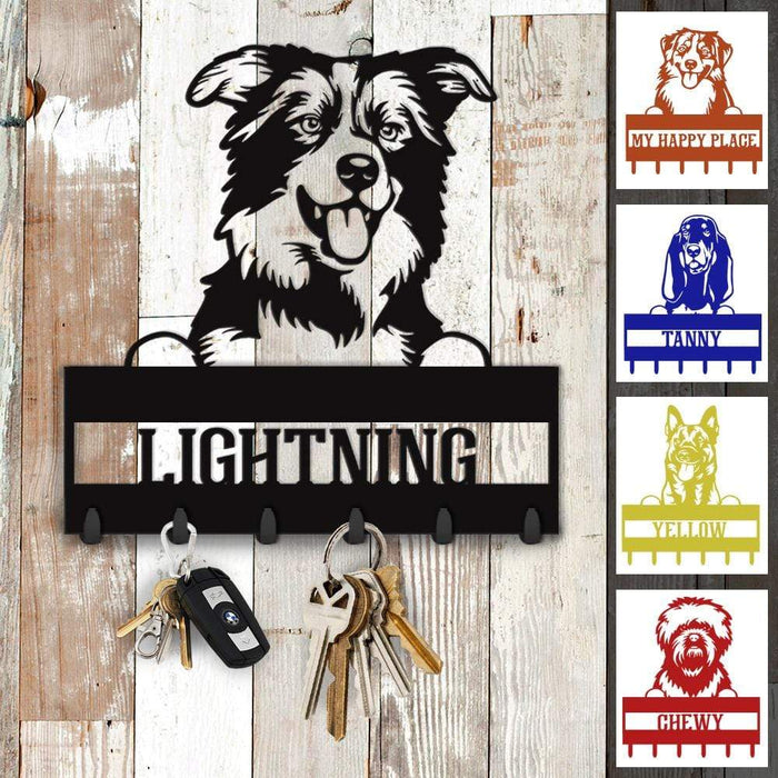 Gosszy Custom Metal Key Holder, Dog Lover Gift, Dog Coat Rack, Dog Metal Rack Metal Sign