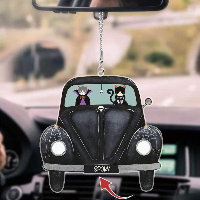 Gosszy Custom Pet Car Hanging Ornament, Dog Lover Gift, Cat Lover Gift, Halloween Gift Car Hanging 3.3 inches / Acrylic