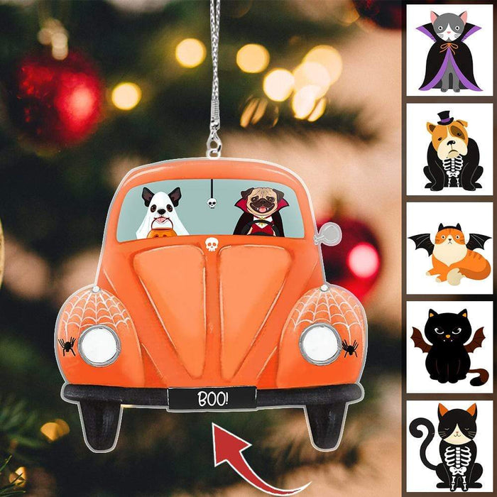 Gosszy Custom Pet Car Hanging Ornament, Dog Lover Gift, Cat Lover Gift, Halloween Gift Car Hanging 3.3 inches / Acrylic