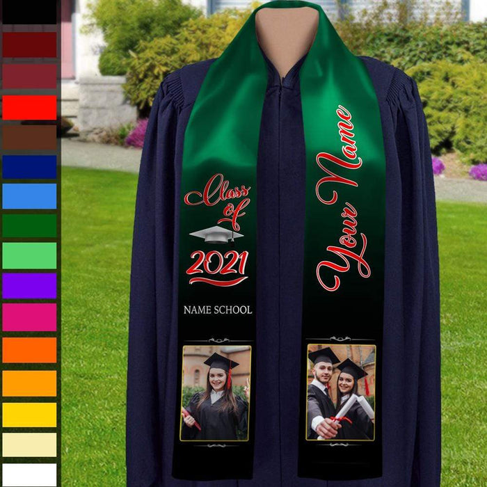 Gosszy Custom Photo Class of Stoles/Sash, Graduation Gift, Senior Gift Stoles Rectangle 6" x 72" / Silk / Rectangle Stoles