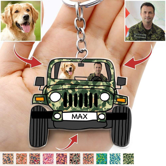 Gosszy Custom Photo Dog Veteran Acrylic Keychain, Dog Lover Gift Keychain Acrylic