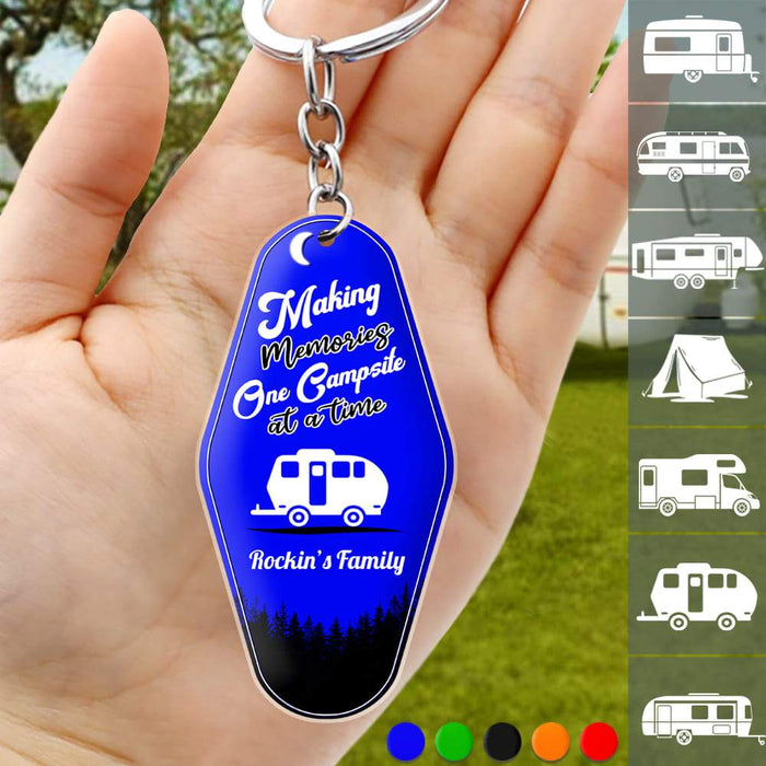 Gosszy Custom Quote Camping Keychain, Camping Gift, Custom Rv Camping Hexagon Keychain Acrylic 1 Piece / 3"H x 1.5"W