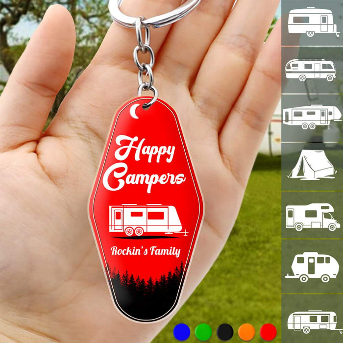 Gosszy Custom Quote Camping Keychain, Camping Gift, Custom Rv Camping Hexagon Keychain Acrylic