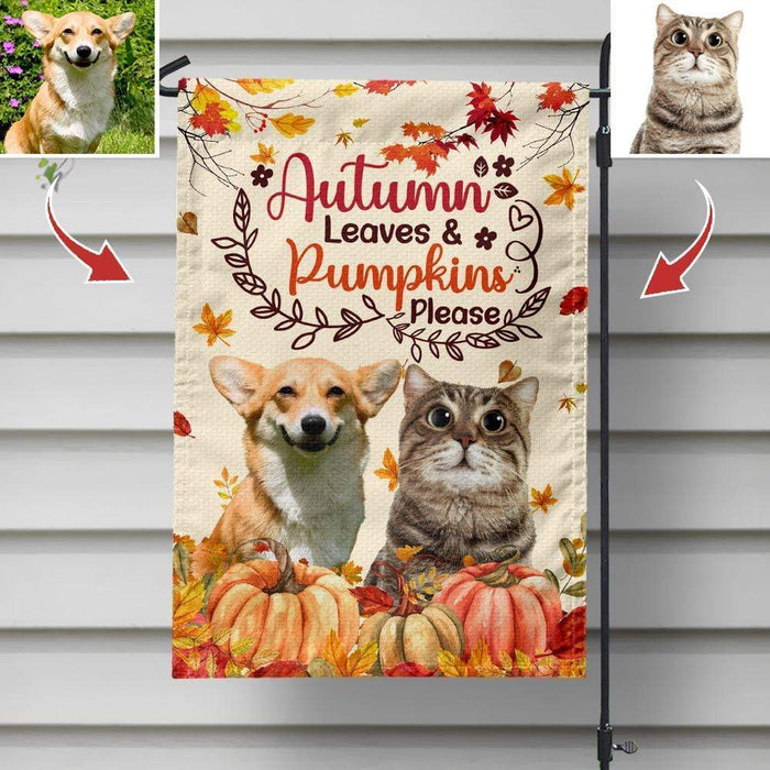 Gosszy Custom Quotes & Upload Image Yard Flag, Dog Lover Gift, Cat Lover Gift, Autumn Gift Garden Flag Garden Flag WITHOUT POLE / Polyester / 12 x 18 Inch