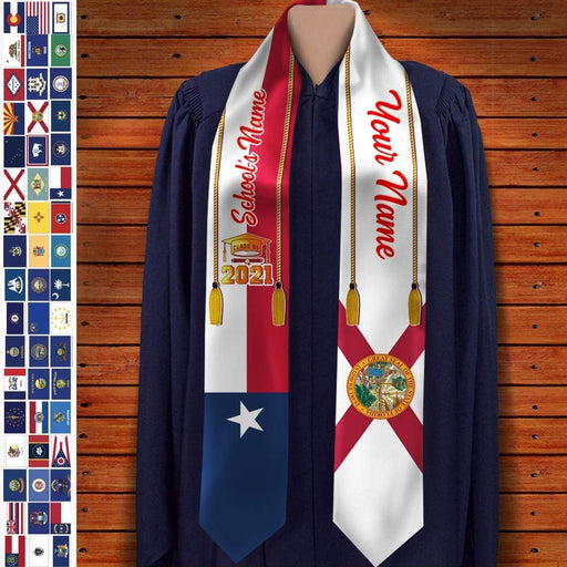 Gosszy Custom State Flag Class of Stoles, Graduation Gift, Senior Gift Stoles Triangle 6x72 inch