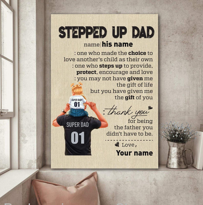 Gosszy Custom Stepped Up Dad Canvas, Gift Ideas For Daddy, Family Design Decor  Canvas
